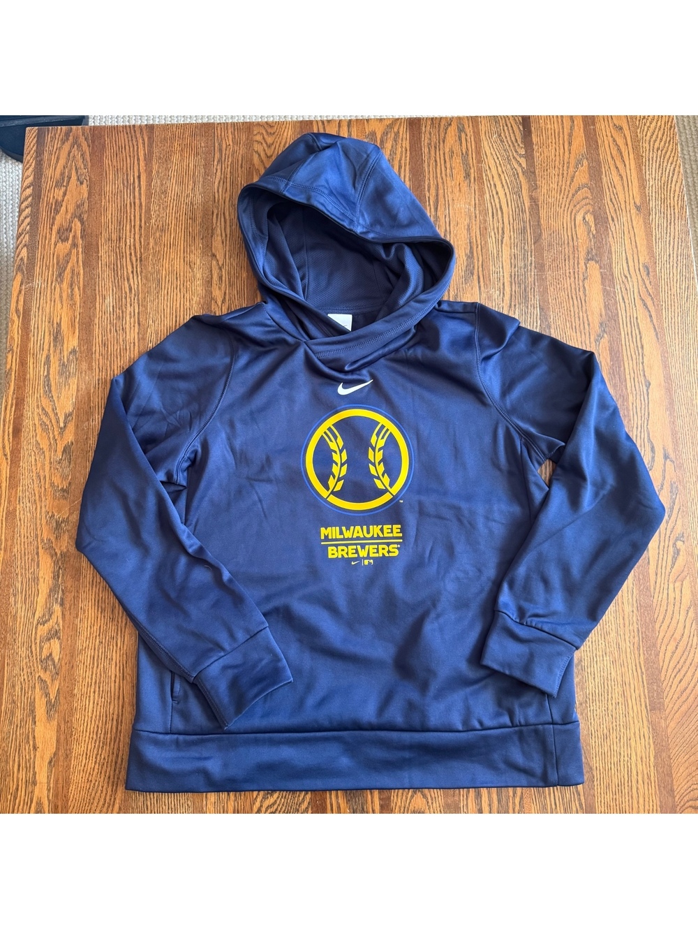 Nike Women's Milwaukee Brewers Alternate Logo Performance Pullover Hoodie Navy L